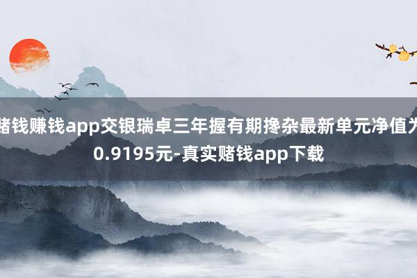 赌钱赚钱app交银瑞卓三年握有期搀杂最新单元净值为0.9195元-真实赌钱app下载